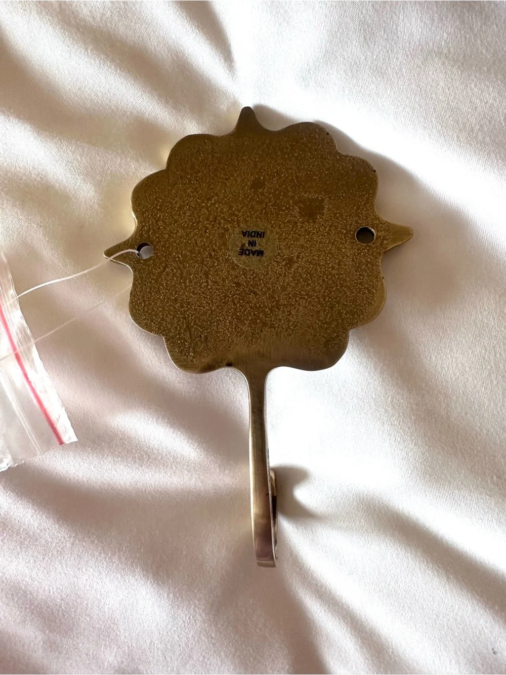 Anthropologie Beatrix Decorative Brass Wall Hook Made in India NWOT